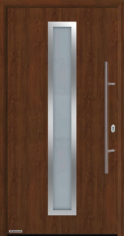 Входная дверь Hormann (Германия) Thermo65, Мотив 700A с декором поверхности под древесину, цвет темный дуб