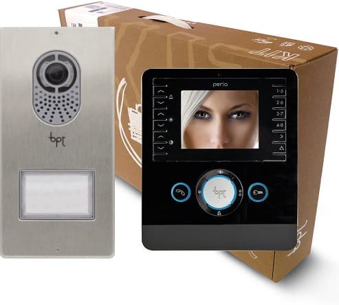 Комплект видеодомофонии от CAME BPT с панелью LITHOS и абонентским устройством PERLA (чёрный лак)