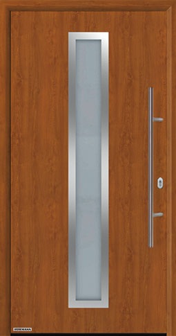Входная дверь Hormann (Германия) Thermo65, Мотив 700A с декором поверхности под древесину, цвет золотой дуб